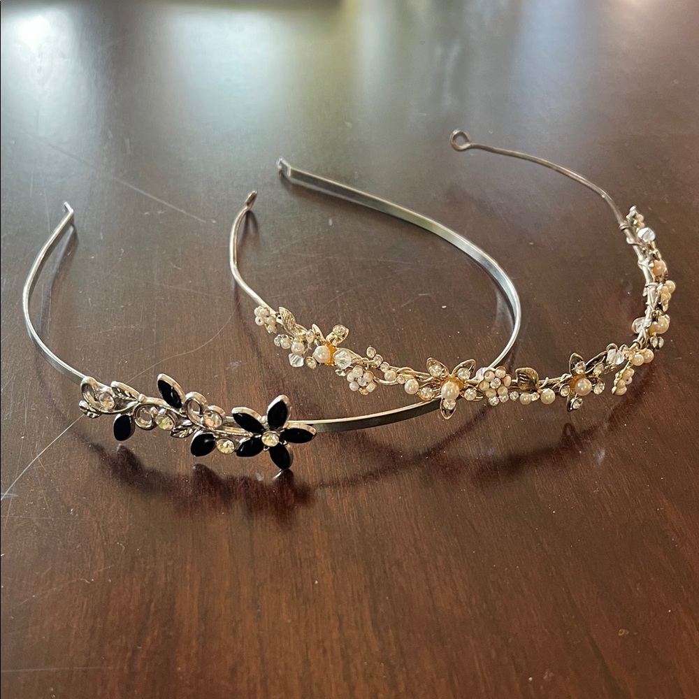 Elegant Floral Headband Set - Black and Gold